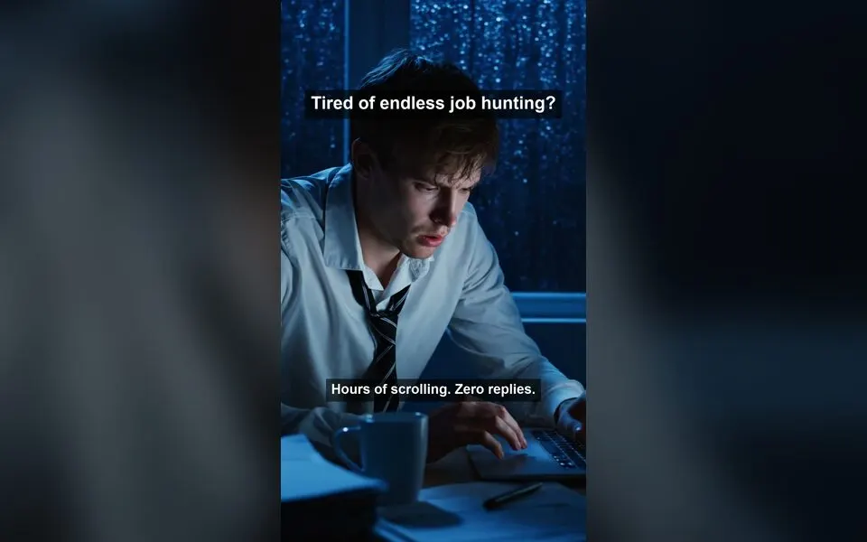 Primul cadru al reel-ului de 30 de secunde despre căutarea de job